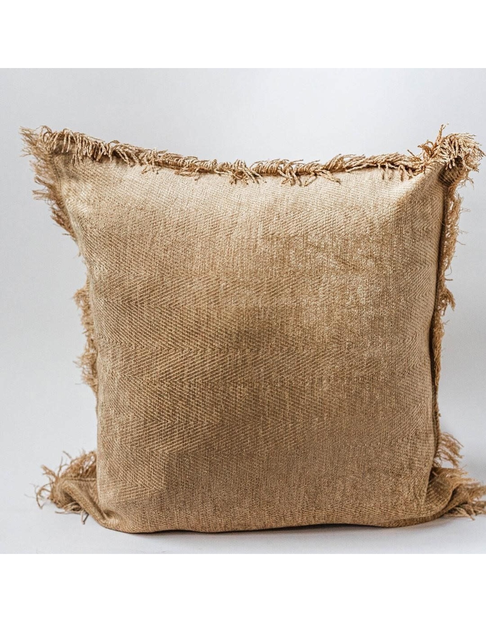 Cushion with Frayed Edge- Brown