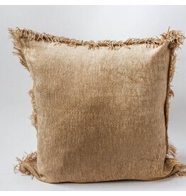 Cushion with Frayed Edge- Brown