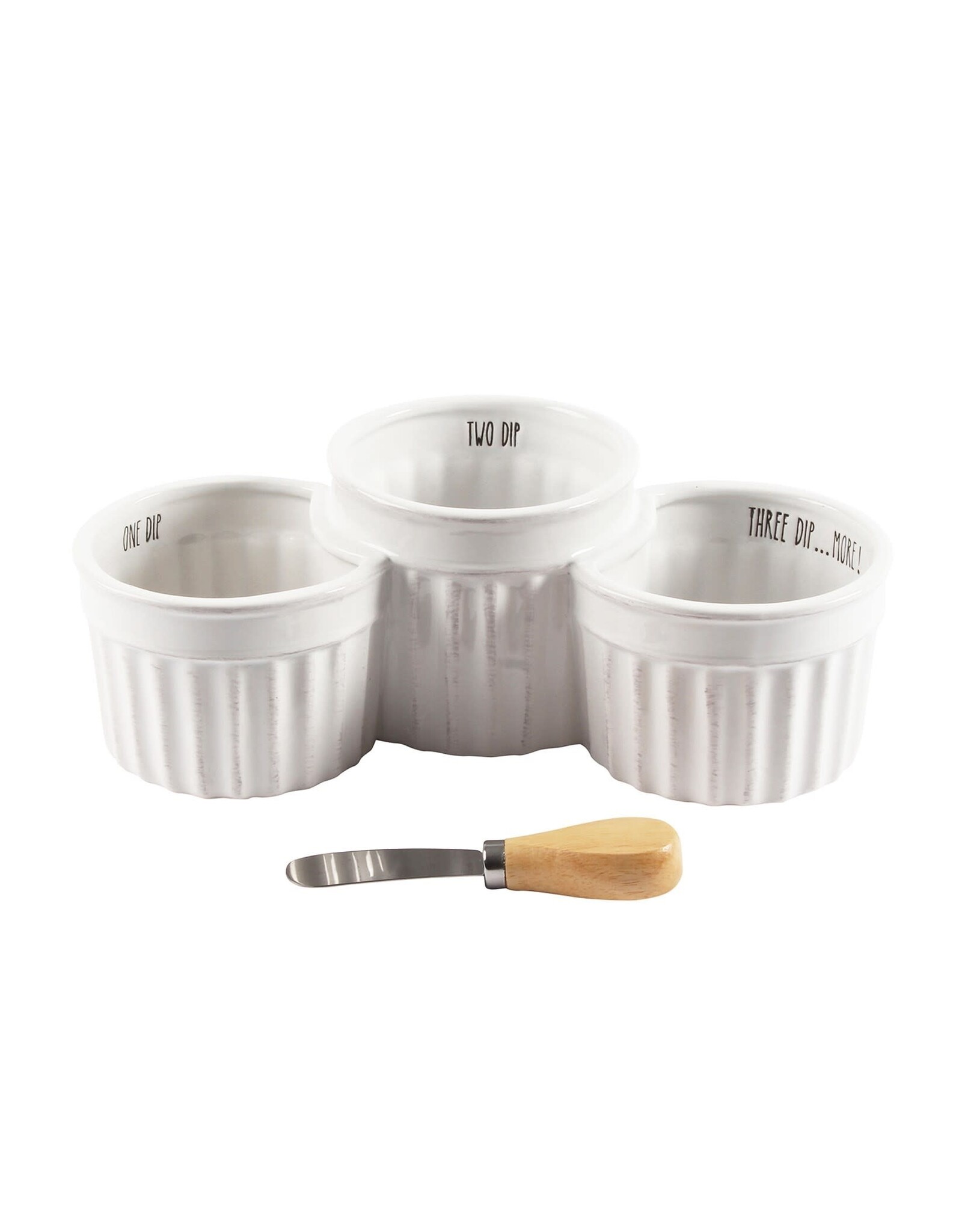 One Two Three Dip Bowl With Spreader White