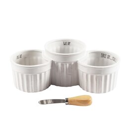 One Two Three Dip Bowl With Spreader White