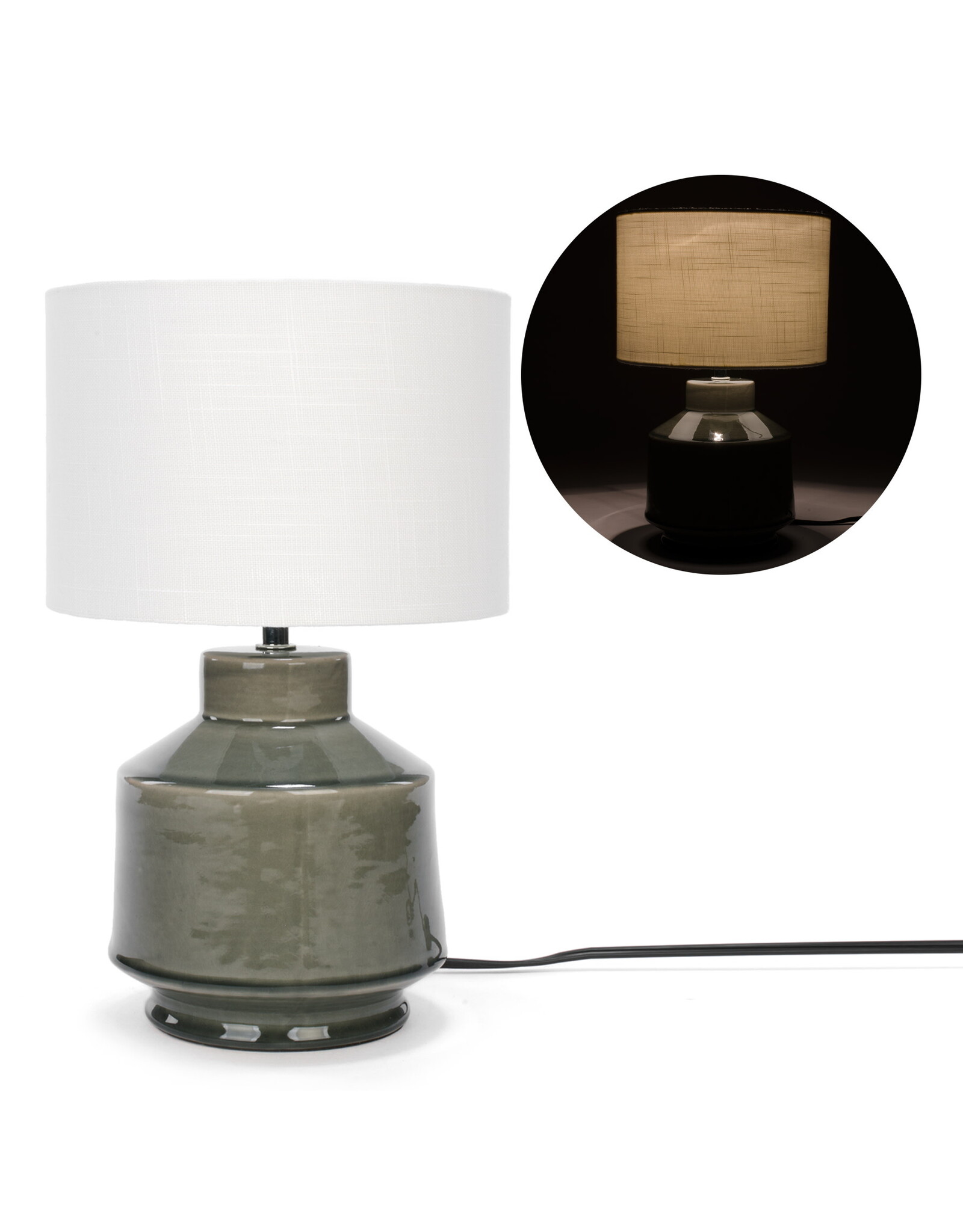 Table Lamp with Green Ceramic Base
