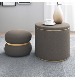 Cecily 2 Piece Ottoman Set- Warm Grey