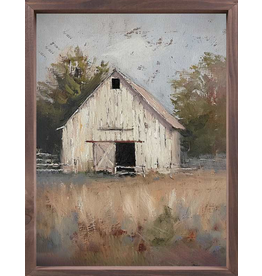 Framed Linen Art - White Barn