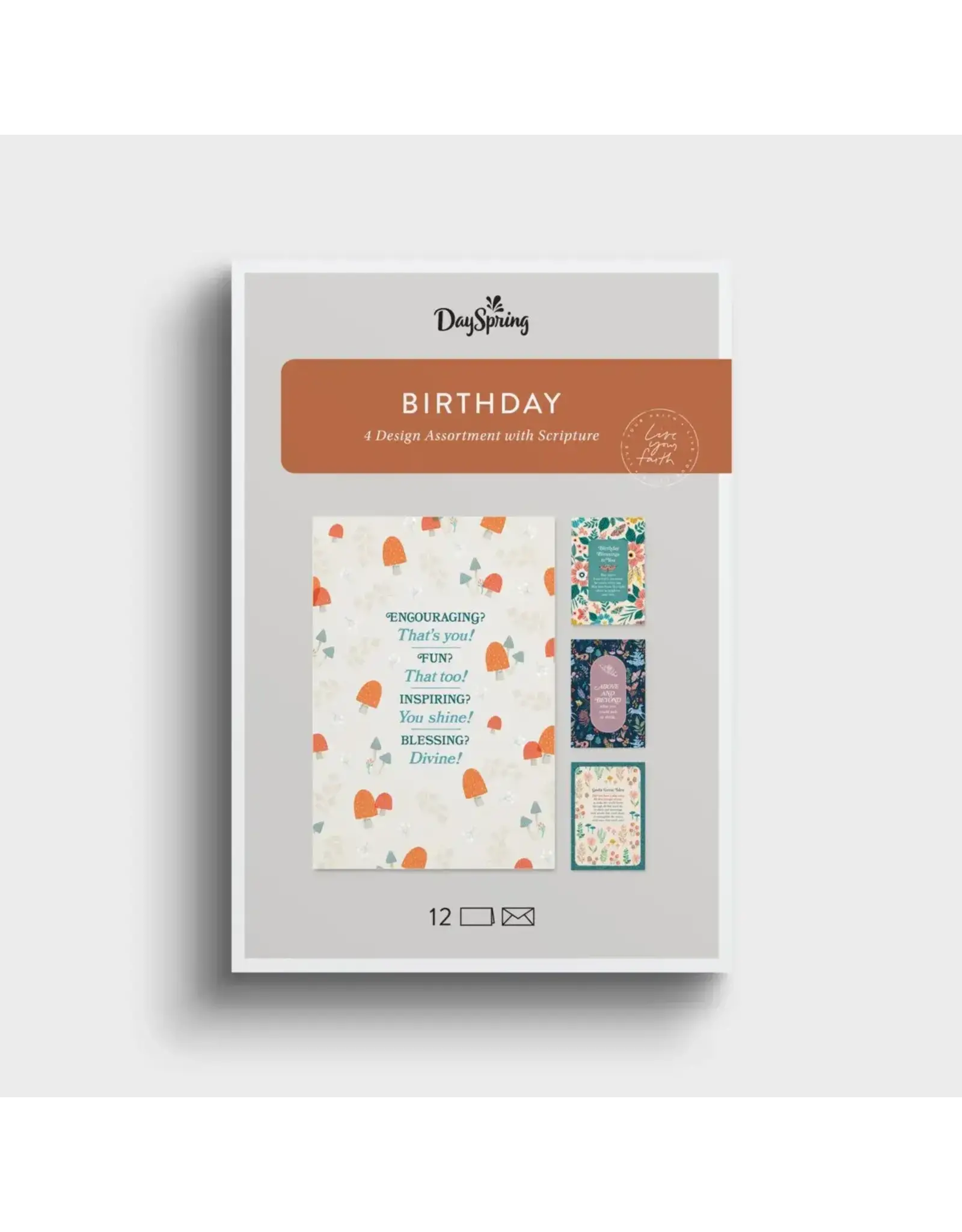 Birthday - Floral Design - 12 Boxed Cards