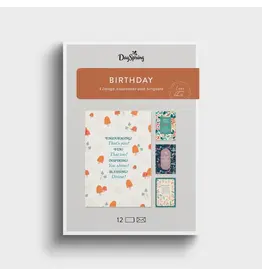 Birthday - Floral Design - 12 Boxed Cards
