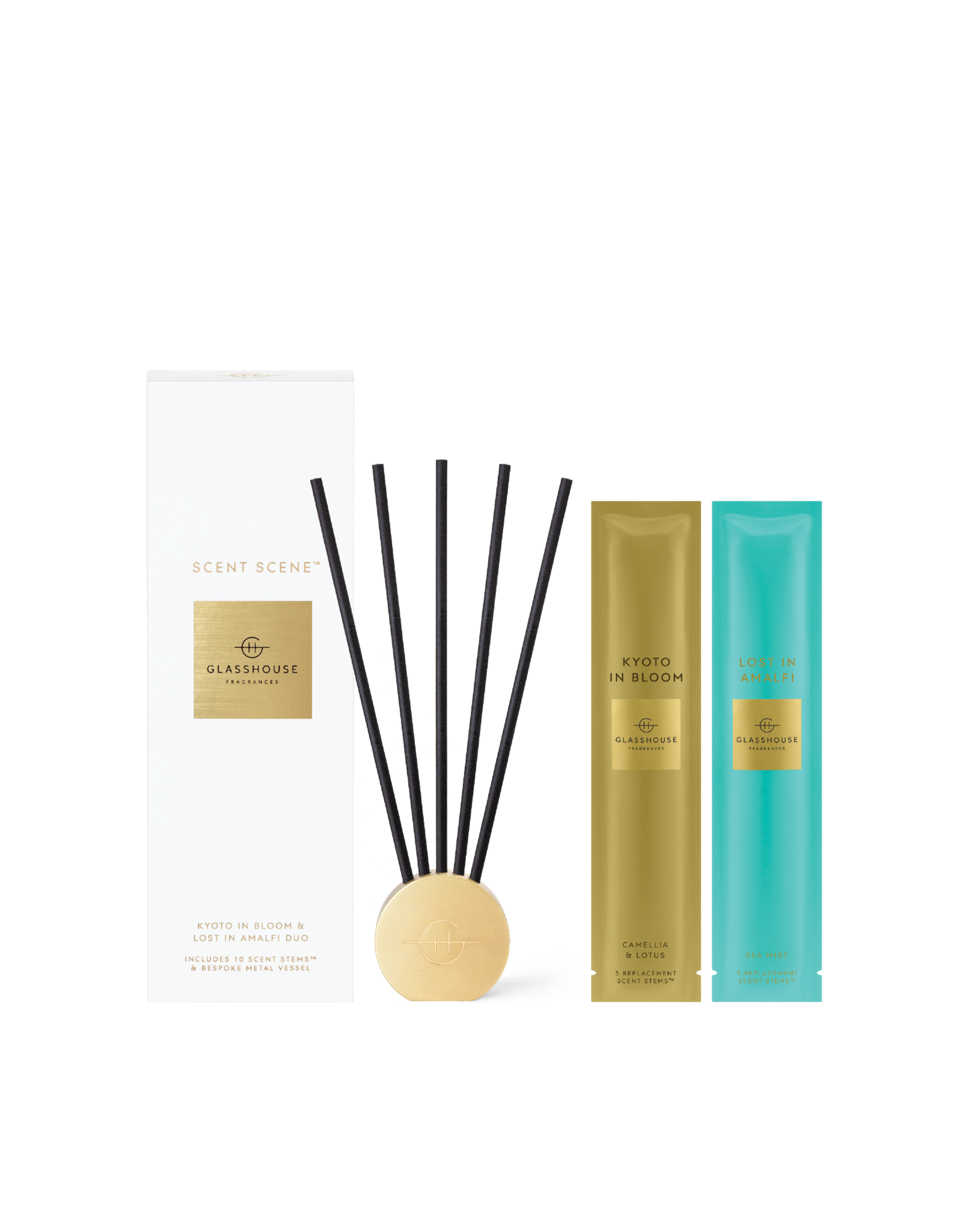 Scent Scene Duo - Lost in Amalfi & Kyoto in Bloom (gold vessel)