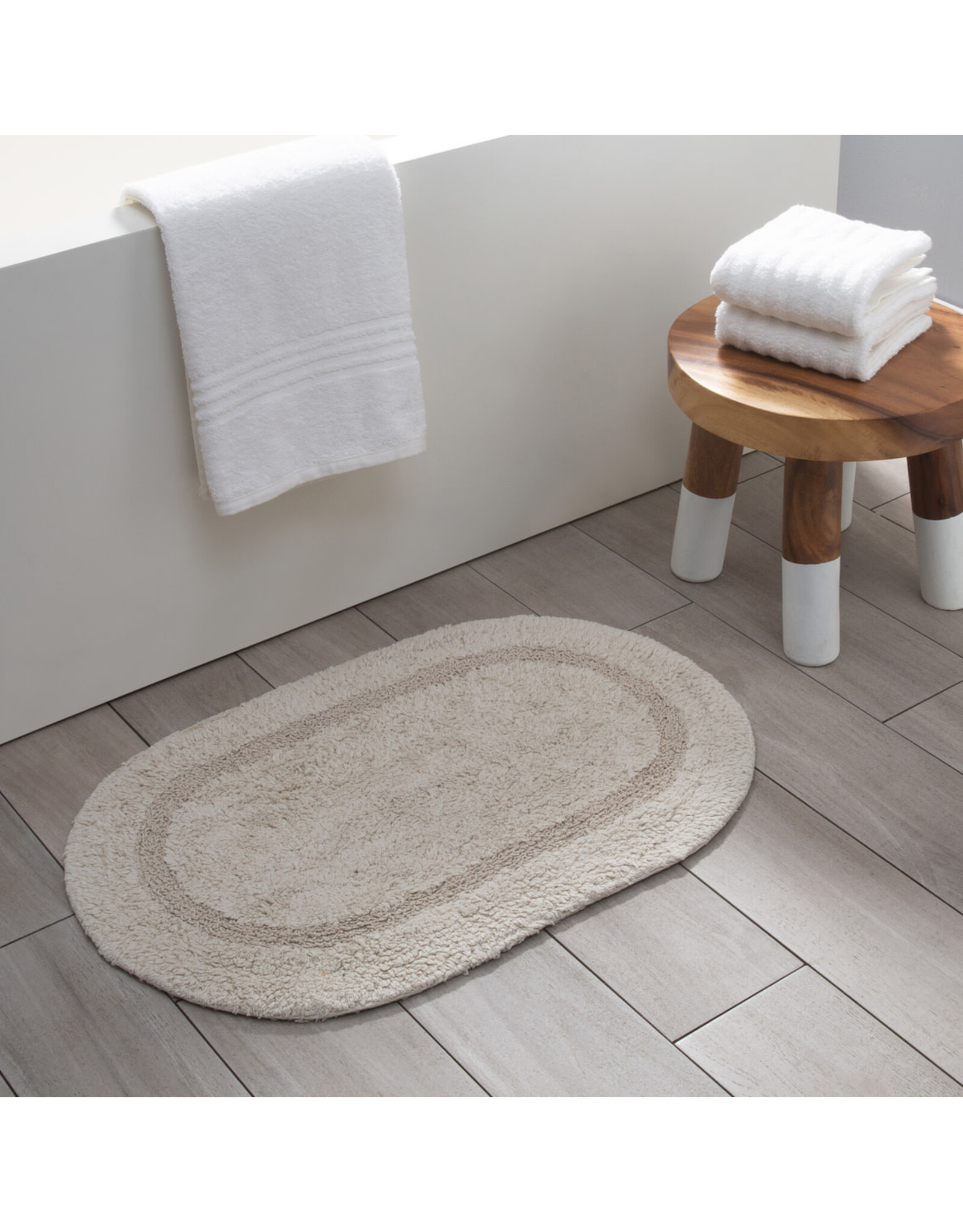 Serene Reversible Oval Bath Mat - Taupe