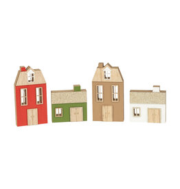 Colourful Wooden Village - set of 4