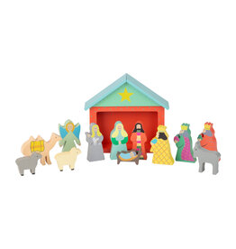 Colourful Wooden Nativity - 13 pieces