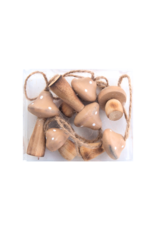 Wooden Mushroom Ornaments - set of 6