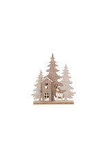 Felt and Wood Forest Scene with Reindeer