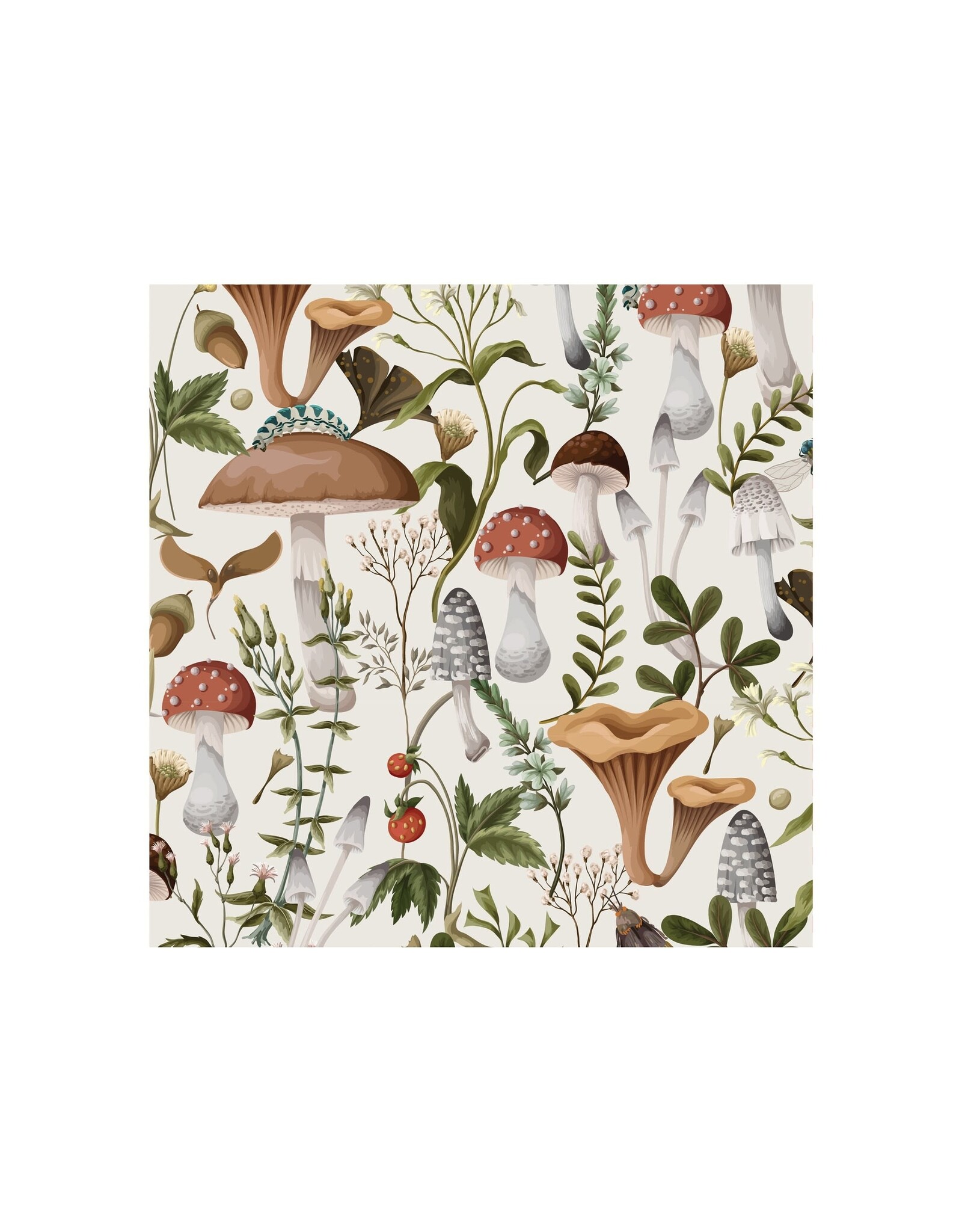 Mushrooms Repeat Printed Lunch Napkin 20Pk