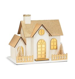Medium Cream and Gold House - LED lights