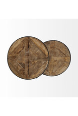 Clapp lll (set of 2) light brown wood with "X" pattern
