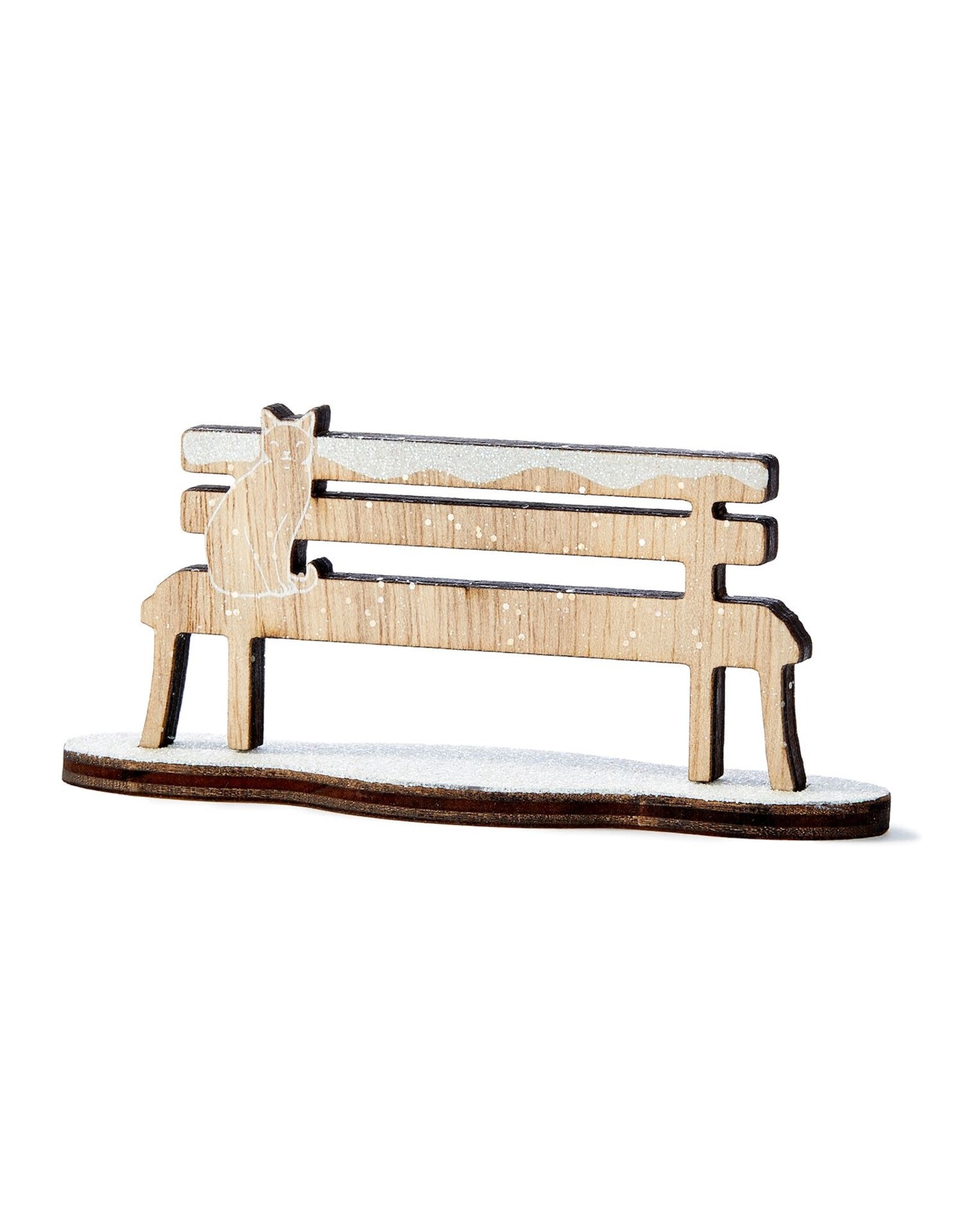 Wooden Bench with Cat