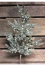 19.5" Frosted Cedar Spray with Cream Berries