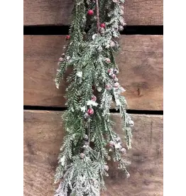6ft Frosted Cedar Garland with Red Berries