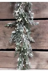 6ft Frosted Cedar Garland with Cream Berries