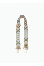 Bohemian Guitar Strap - Camel/Aqua
