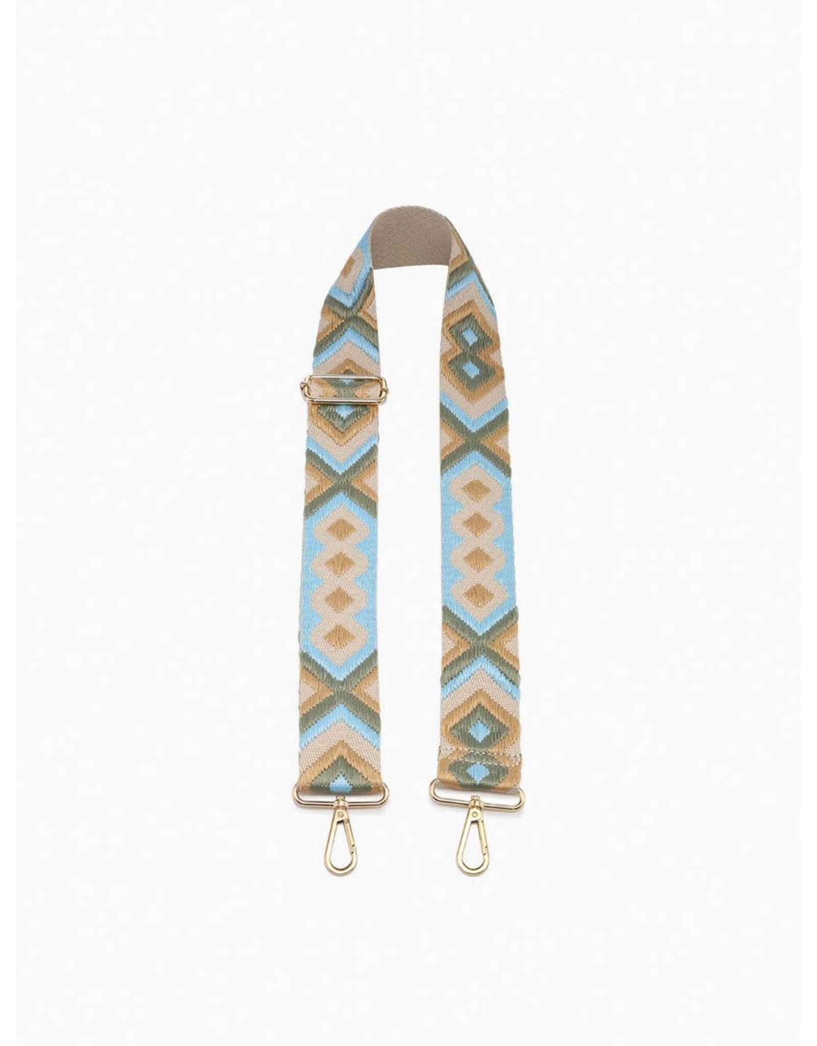 Bohemian Guitar Strap - Camel/Aqua