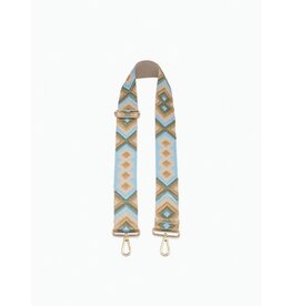 Bohemian Guitar Strap - Camel/Aqua