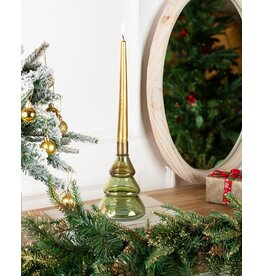 Green Glass Tree Candleholder