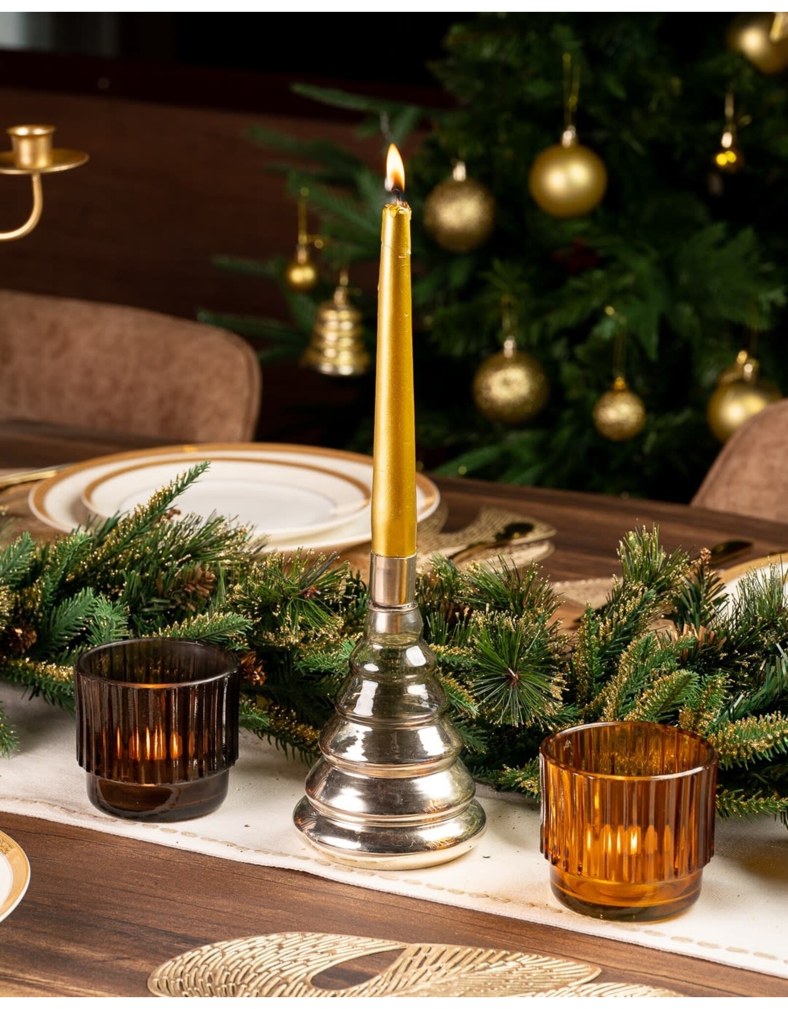Silver Glass Tree Candleholder