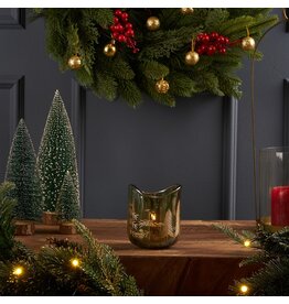 Green Etched Tree Candleholder
