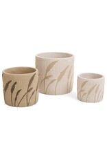 Cement Planter with Embossed Leaves - large