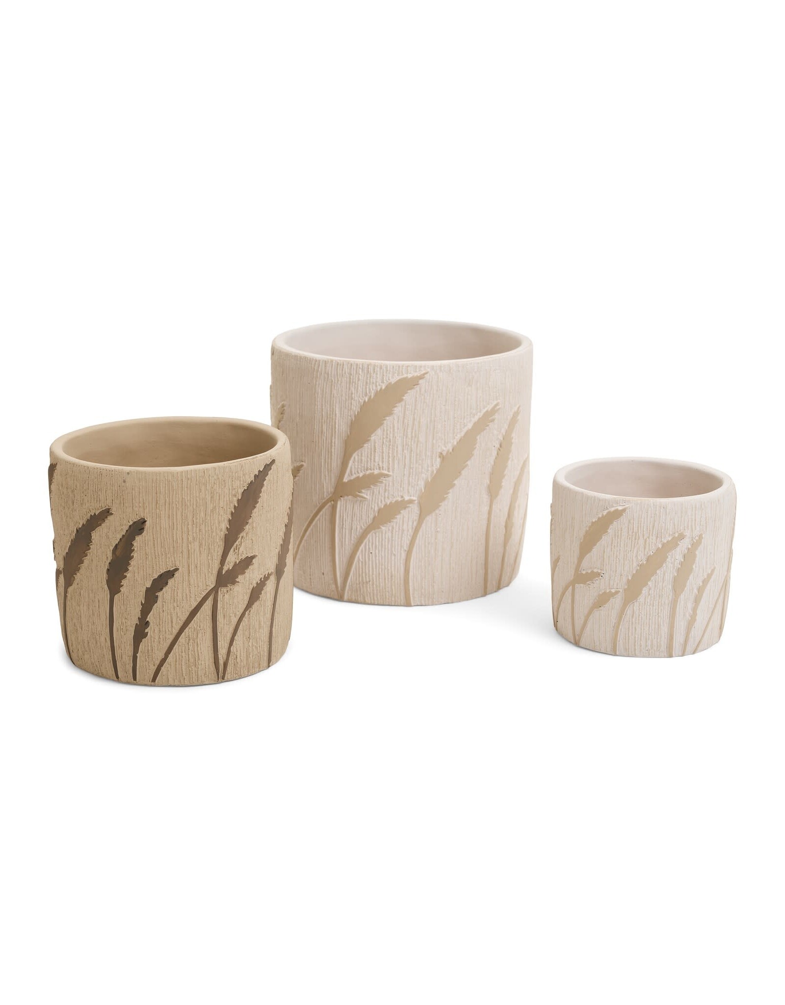 Cement Planter with Embossed Leaves - large