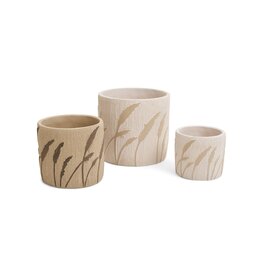 Cement Planter with Embossed Leaves - small
