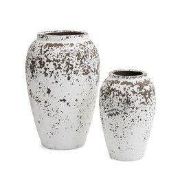White and Brown Textured Vase - small