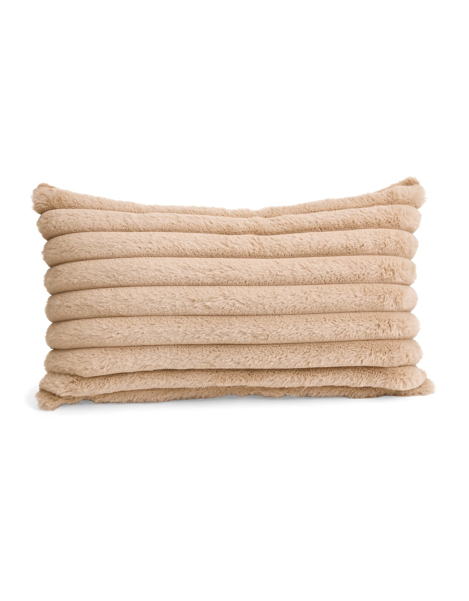 Ribbed Fur Cushion - camel