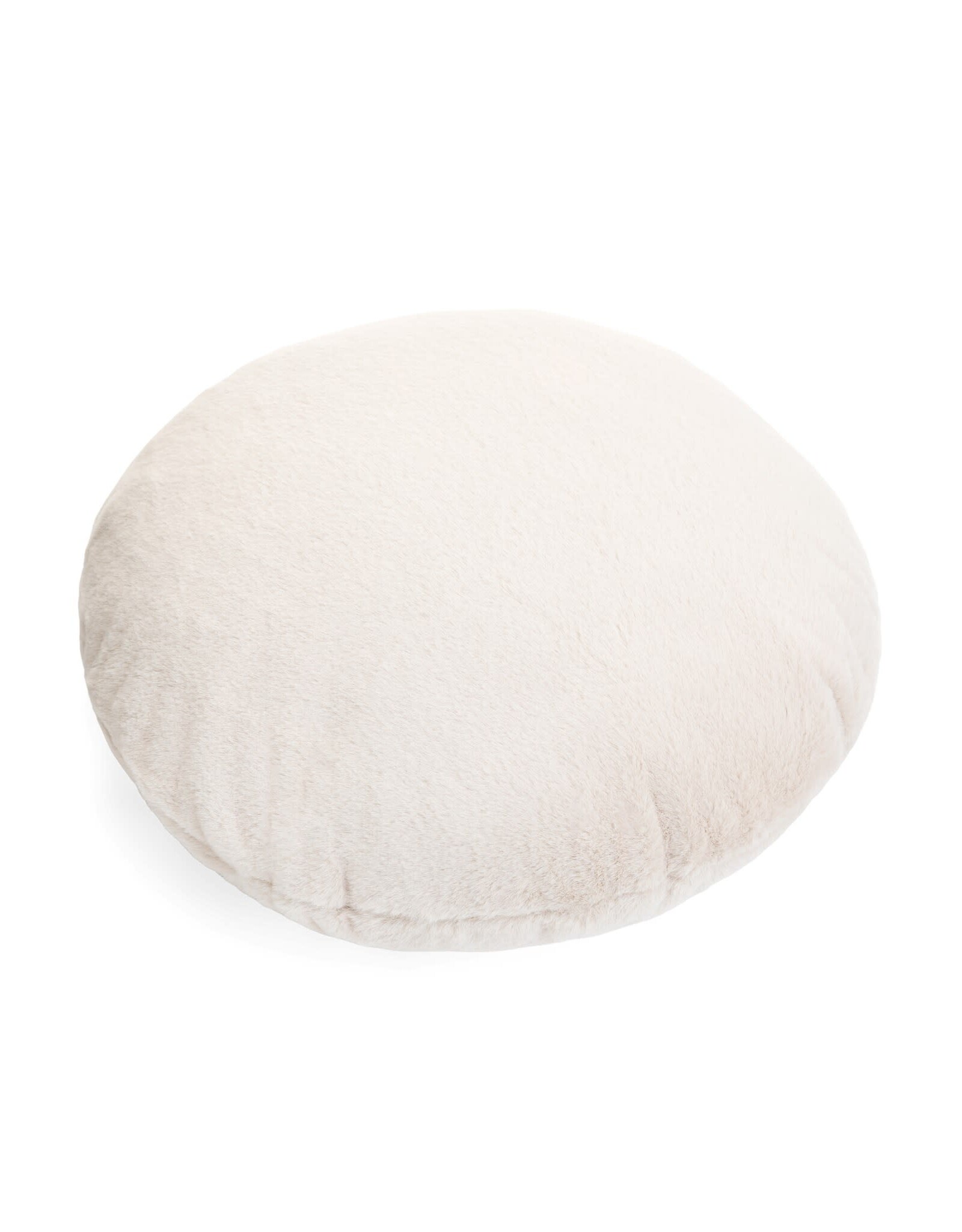 Round White Fur Cushion