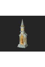 White Church Waterglobe with Carollers