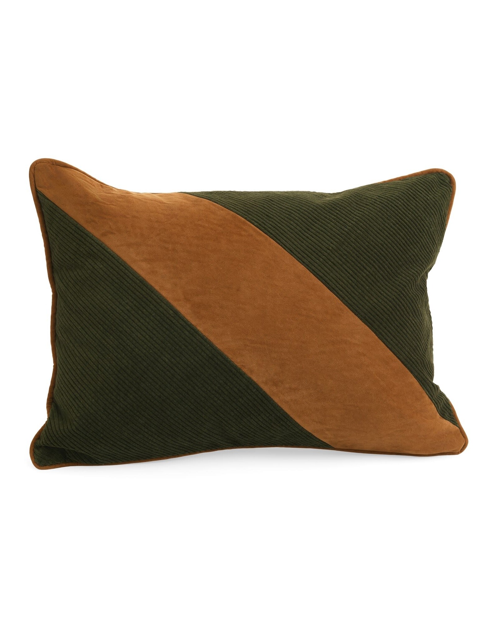 Green & Brown Diagonal Patterned Cushion