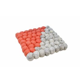 Square Wool Trivet - pink/grey