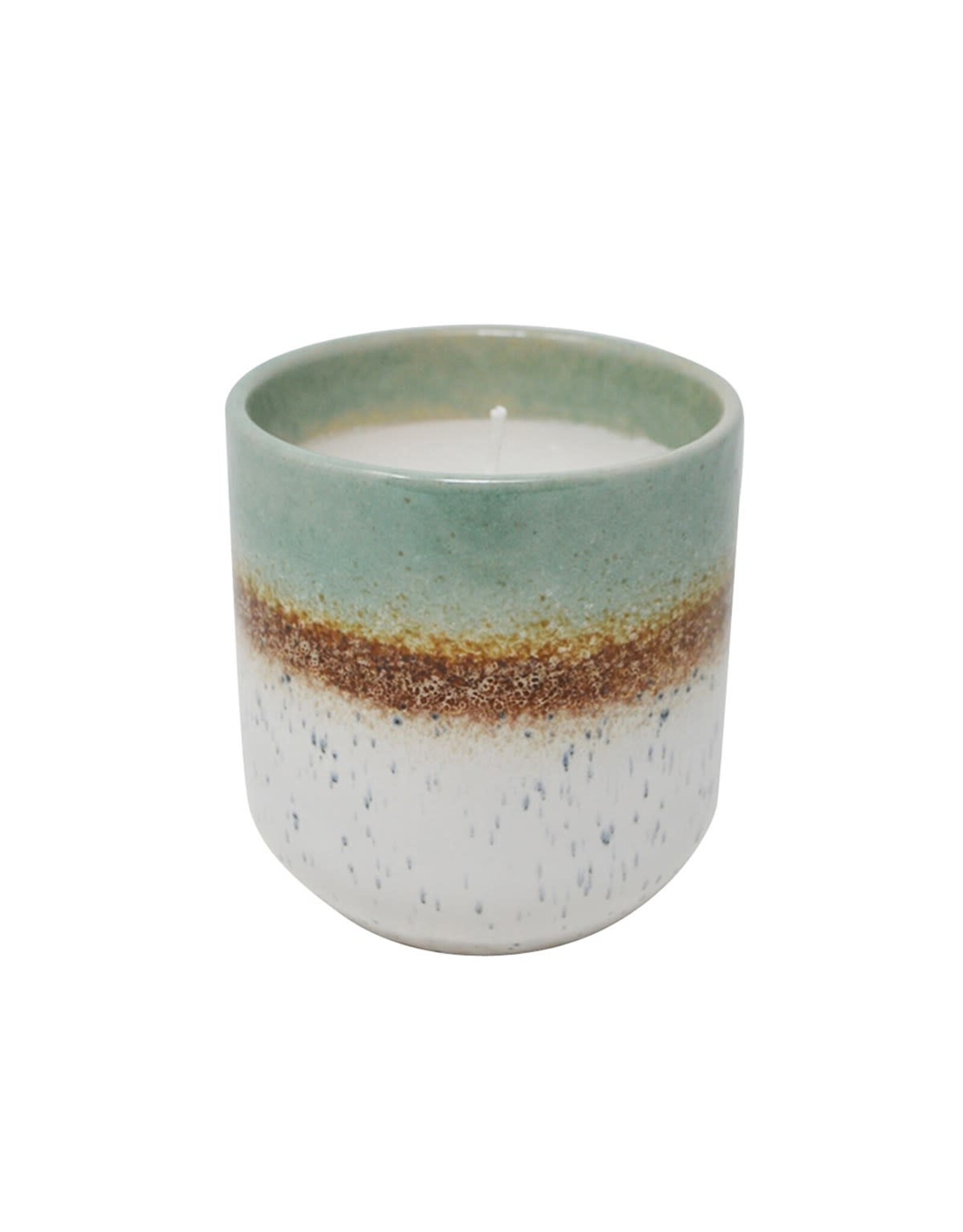 Green/Cream Ceramic Candle