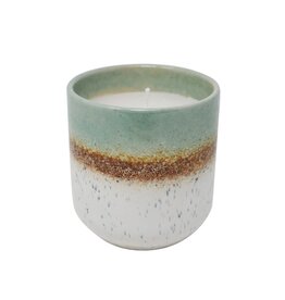Green/Cream Ceramic Candle