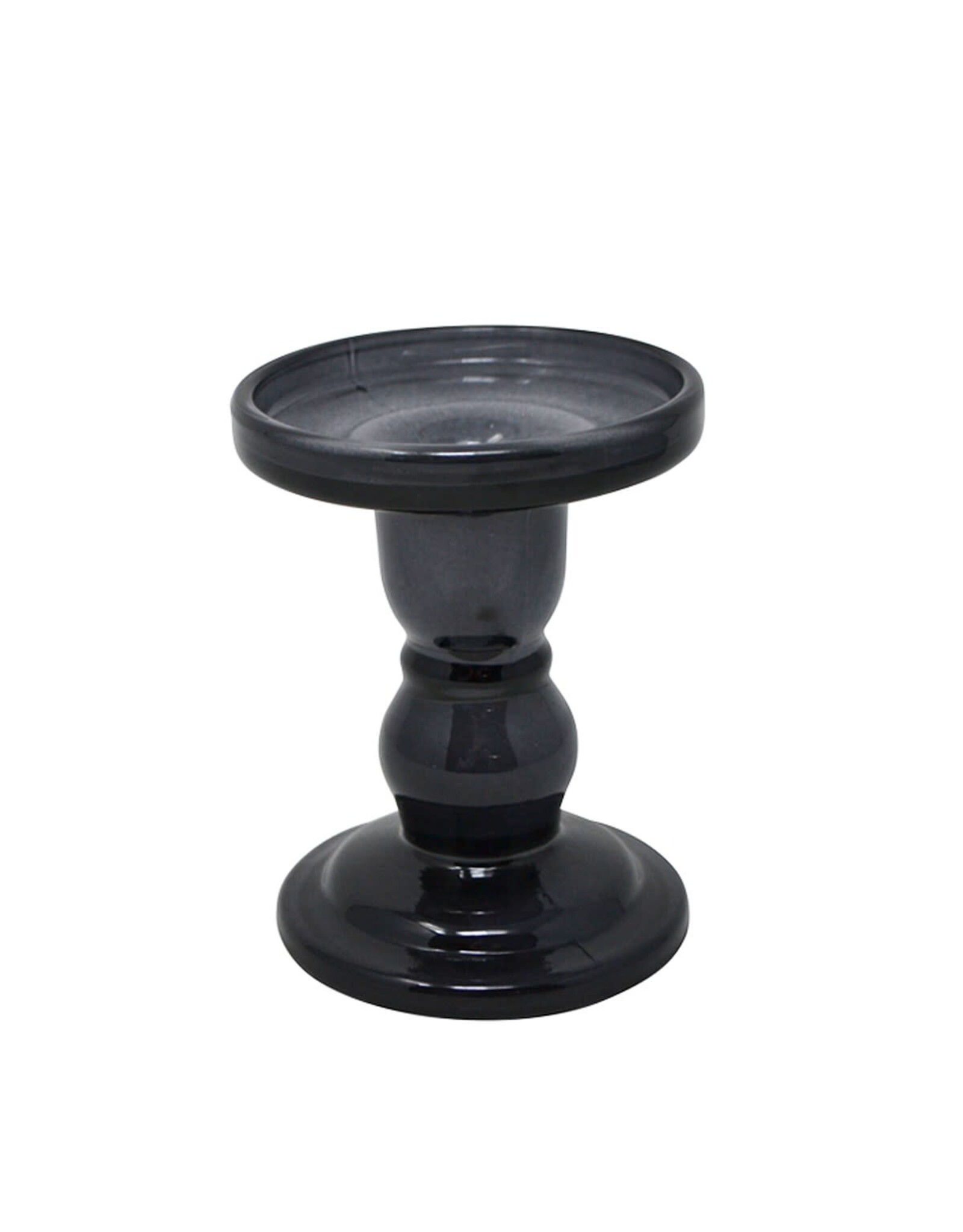 Black Glass Candle Holder