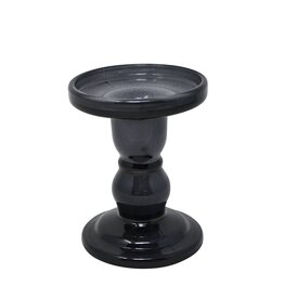 Black Glass Candle Holder
