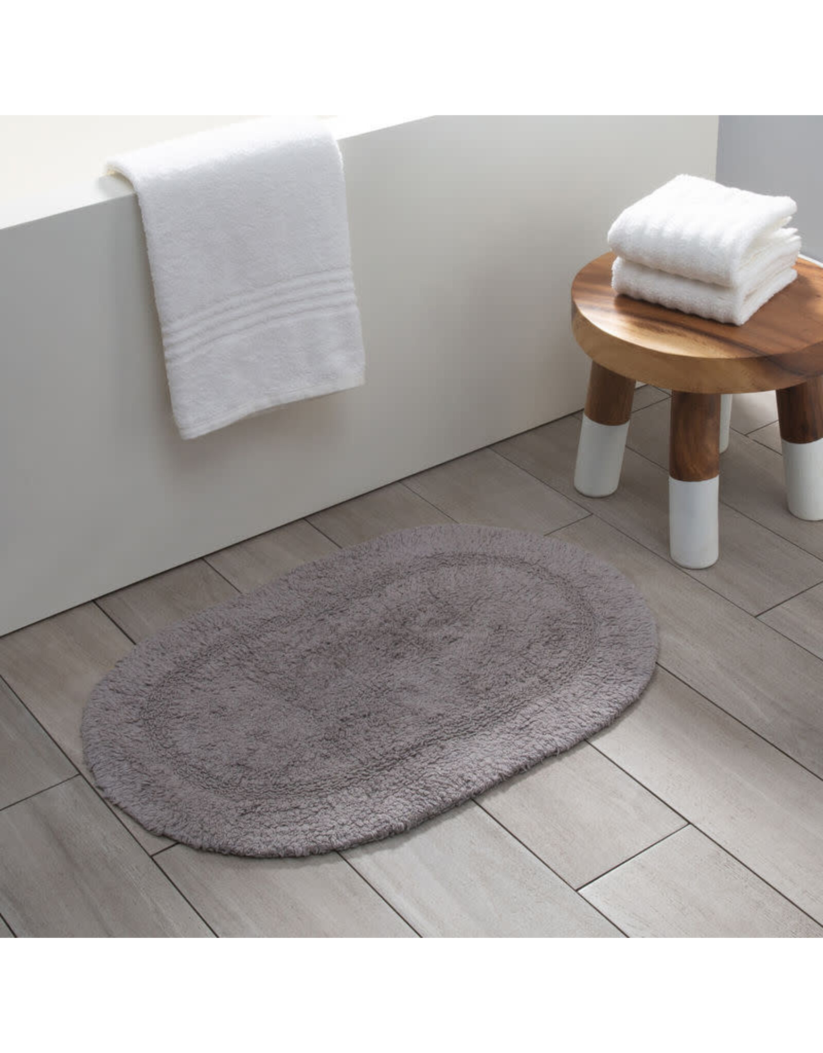 Serene Reversible Oval Bath Mat - grey