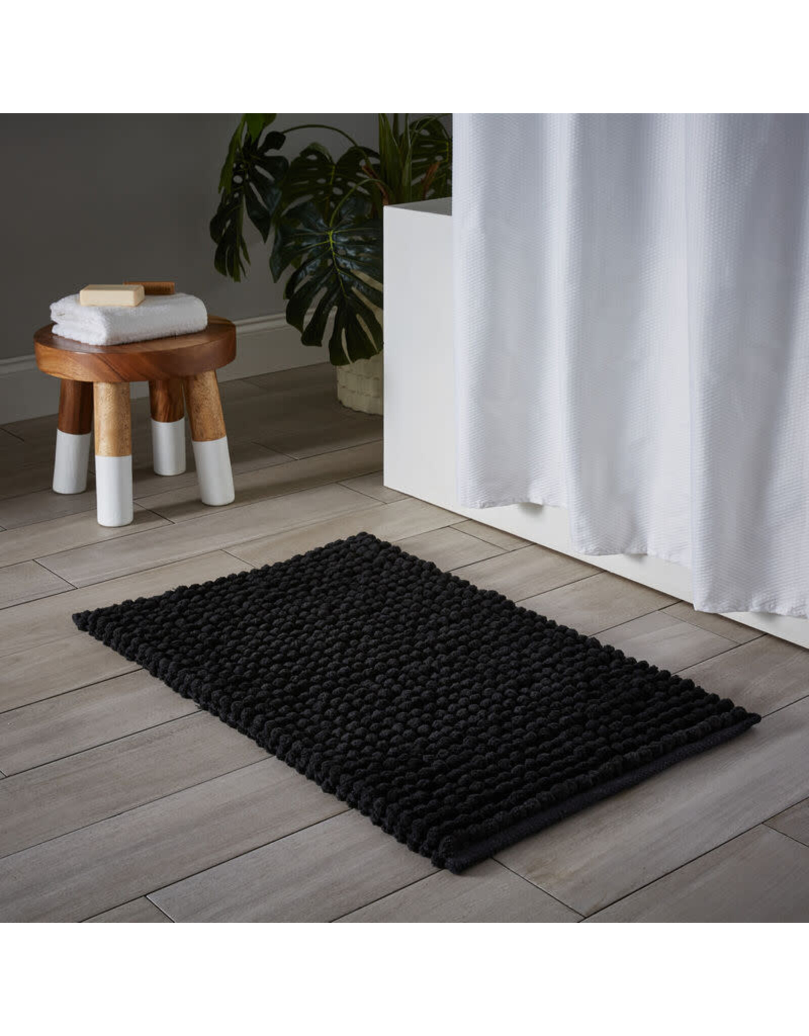 Chunky Puff Bath Mat - black