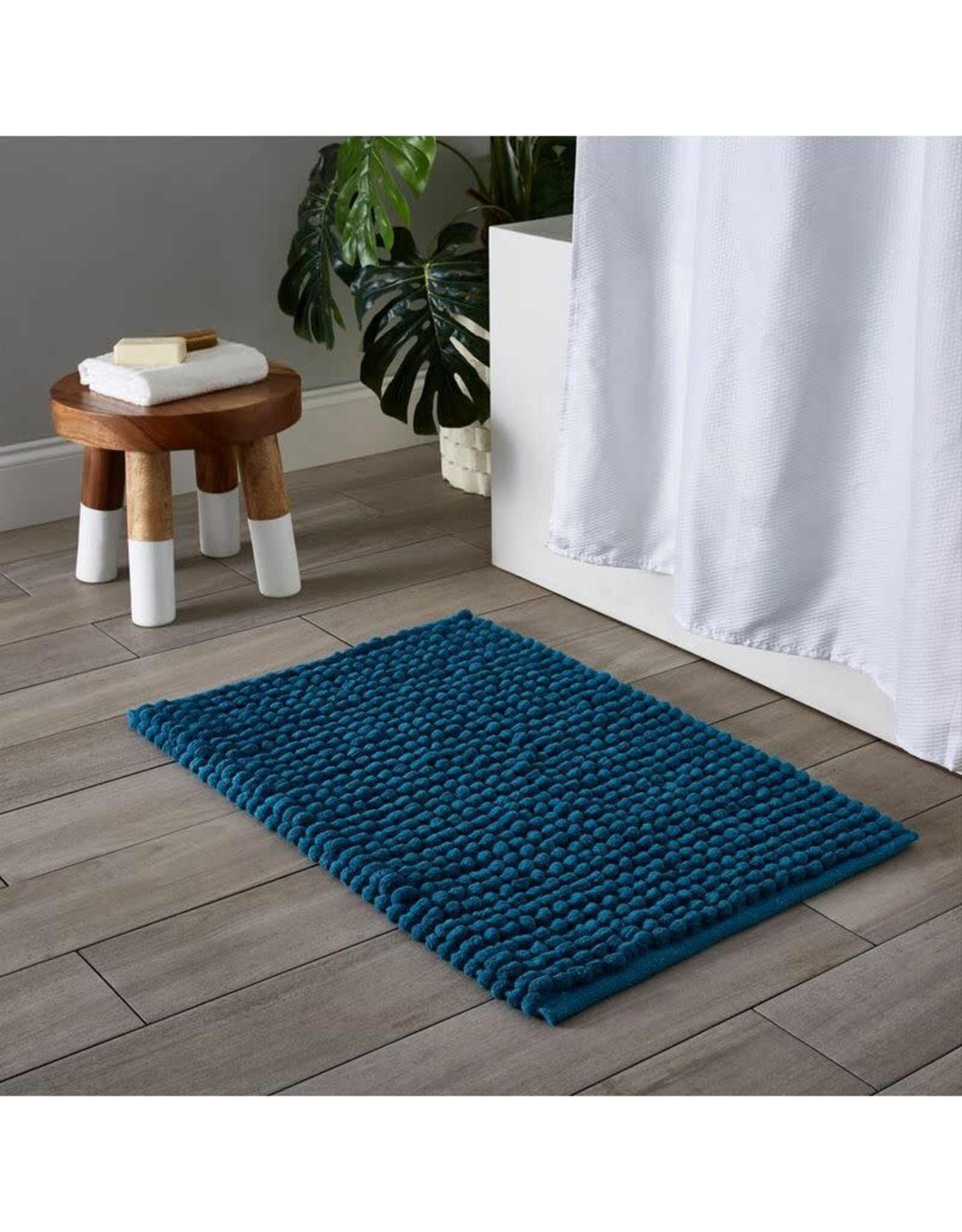 Chunky Puff Bath Mat - blue