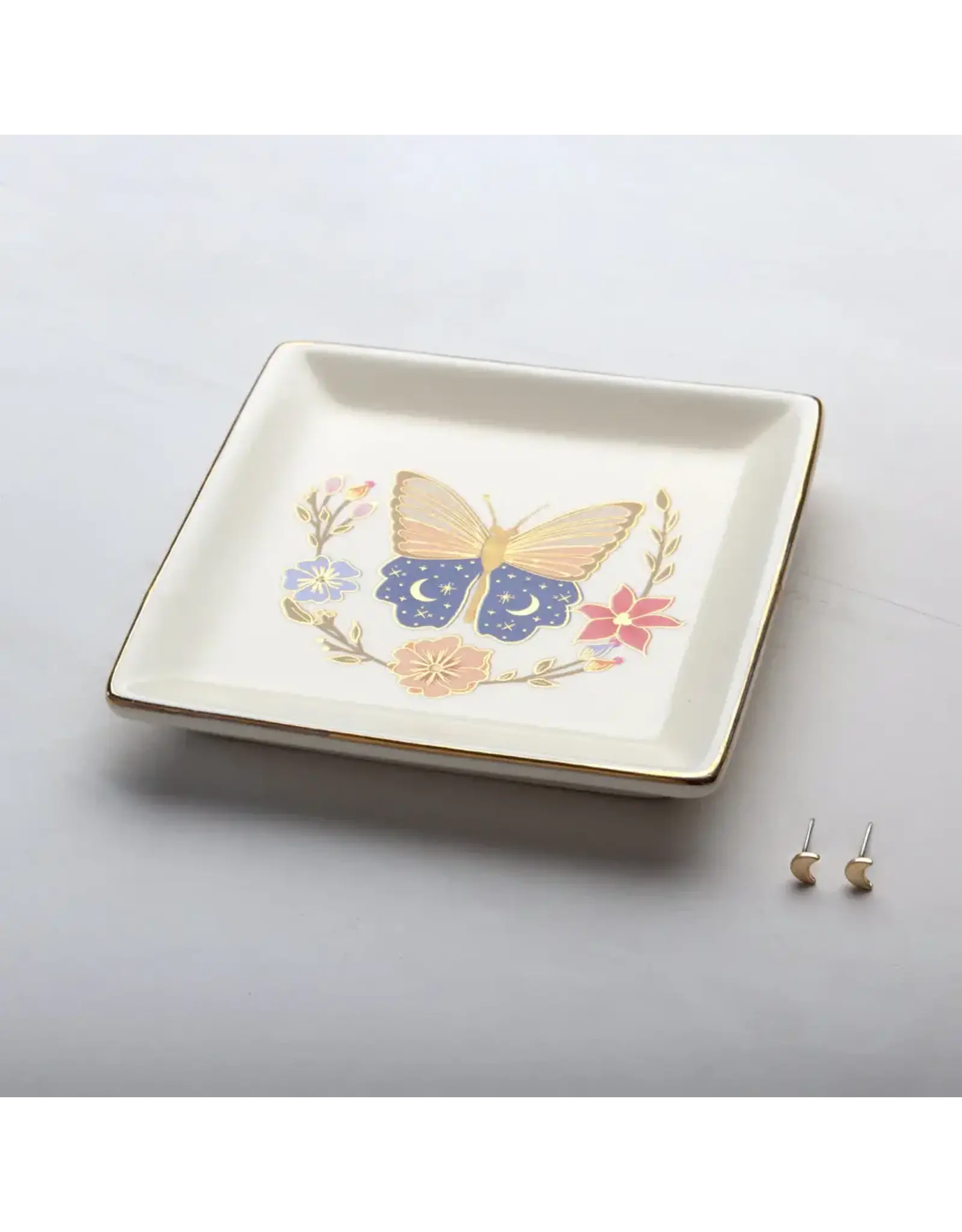 Jewelry Set - Butterfly Dish and Crescent Earring