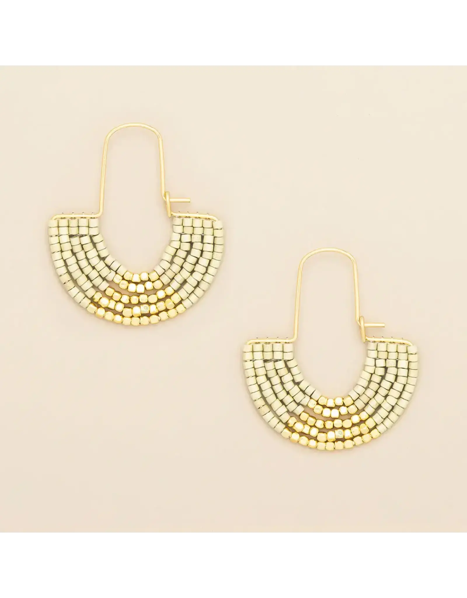 Chromacolor U-hoop Earring - Cream/Gold
