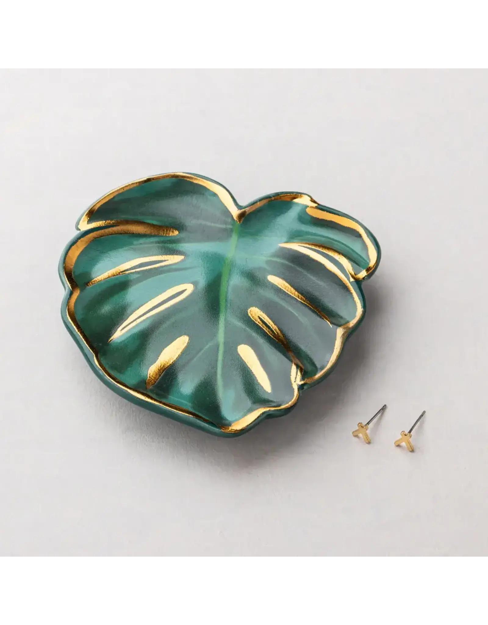 Jewelry Set - Leaf Dish and "X" Earring