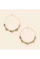 Stone Disc Hoop Earring - Labradorite/Gold