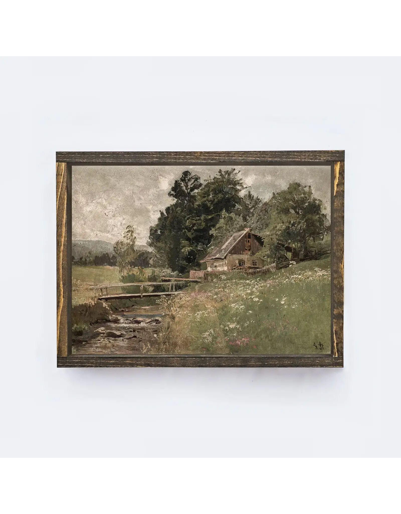 Framed Rustic Cottage Painting - 19X25