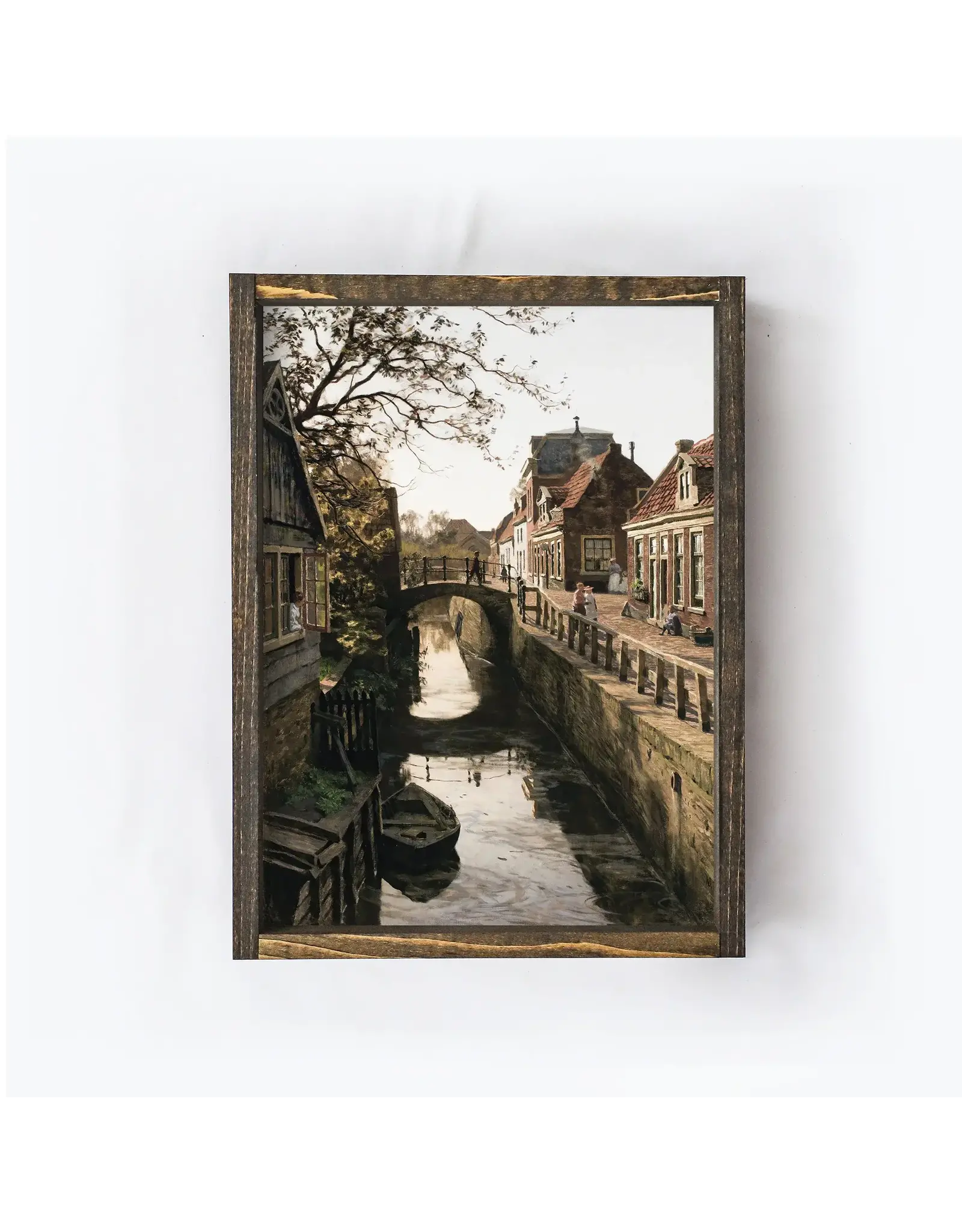 Framed Amsterdam Canals Painting - 12X9